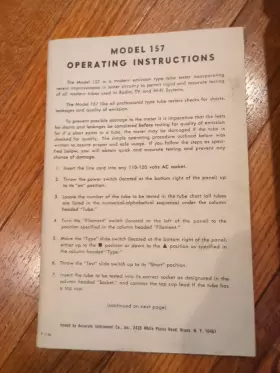 MODEL-157 ACCURATE Tube Tester Manual #3