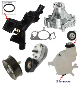 Hamburg-technic Lr005631 13485038 Expansion Tank Cap Water Pump Idler Pulley Tensioner Thermostat Fr Lr Rr Sport
