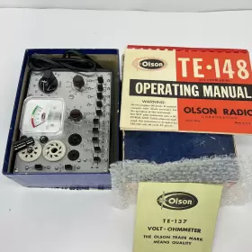 TE-148 OLSON RADIO Tube Tester Box Manual Papers