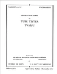 122 Pg. Tv-3 Tv-3b/u Electron Tube Tester Navships 91747 Technical Manual On Cd. Fixed Price $14.99.
