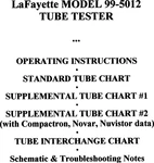 Ultimate Setup Chart For Lafayette 99-5012 Tube Tester Checker New Remastered. Fixed Price $9.99.