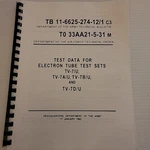 Tb 11-6625-274-12/1 C3s, Test Data For Electron Tube...dept Of The Army 1962. Fixed Price $22.99.