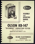 Olson Kb-147 Kb147 In-circuit Capacitor Tester Manual. Fixed Price $12.99.