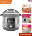 Sleek Stainless Steel 9-in-1 Electric Cooker With Free Recipe App 6 Quarts. Fixed Price $199.99.