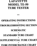 Ultimate Setup Chart For Lafayette Te-50 Te50 Tube Tester Checker New Remastered. Fixed Price $10.99.